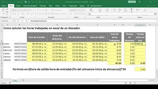 Como calcular las horas trabajadas de un reloj checador