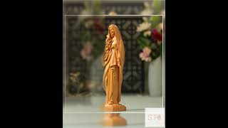 Virgin Mary with Lily Wooden Statue | Madonna With Lilies Catholic Gift | Mother Mary Wedding Gif...