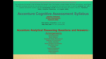 Accenture Cognitive Assessment syllabus and exam pattern 2022