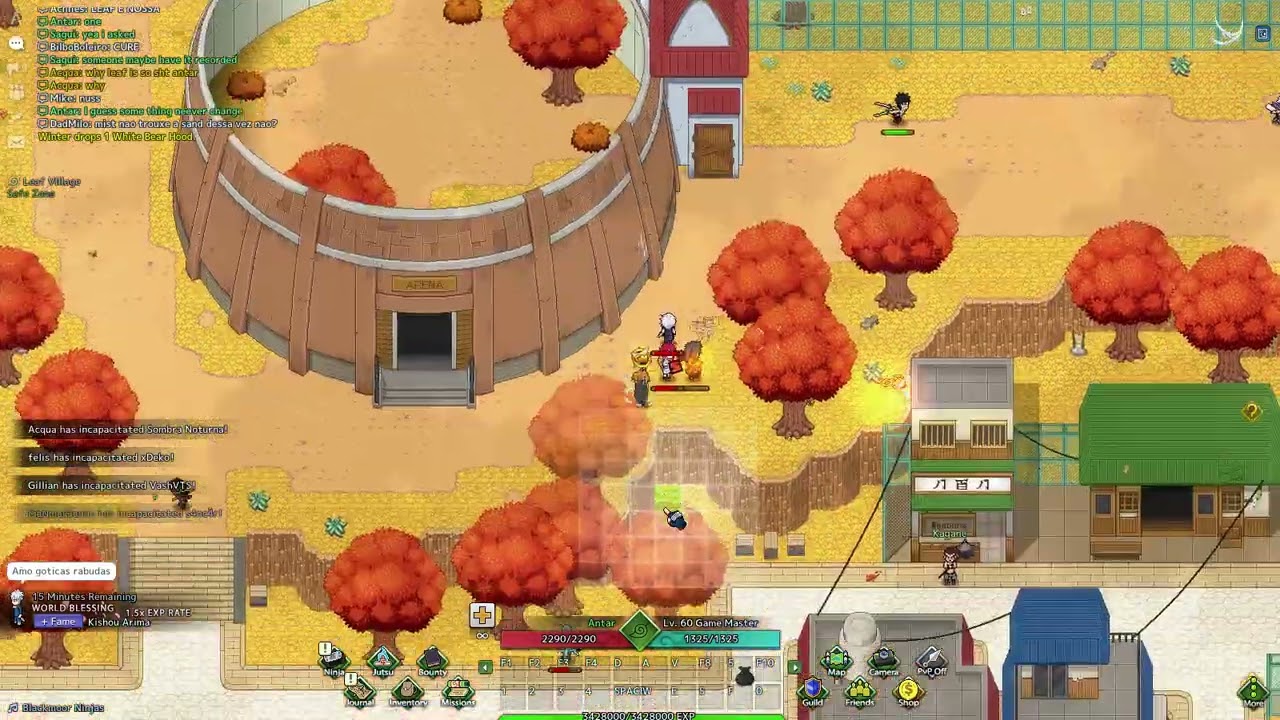 100 Players in one village all fighting BR server Nin Online