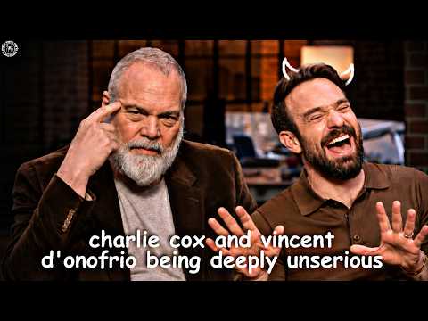 charlie cox and vincent d'onofrio being deeply unserious during the daredevil: born again press tour