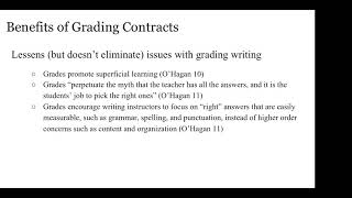 Grading Contracts in the Writing Classroom: WPA-GO Community Call