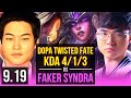 Dopa TWISTED FATE vs Faker SYNDRA (MID) (DEFEAT) | Rank 5 Twisted Fate | Korea Challenger | v9.19