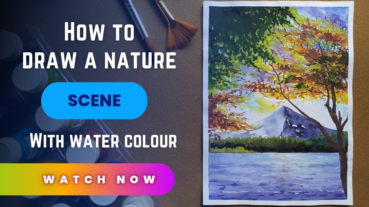 Drawing a nature scene with water colour | TH Artwork - YouTube