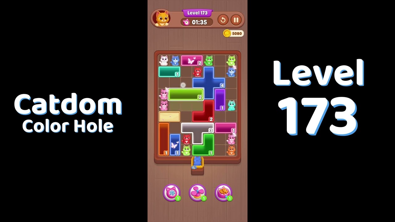Catdom Level 173 walkthrough | Color Hole 🐱🕳️| Solutionguruji
