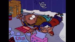 Edd and Eddy are hiding under the bed