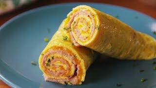 Ham & Cheese Egg Roll Ups | Delish