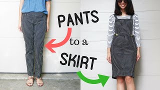 DIY: TROUSER TO OVERALL/BIB DRESS REFASHION || How to Transform Old Clothes