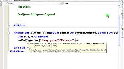 VisualBasic.NET - Ders 13 : İnputBox Örnek-1