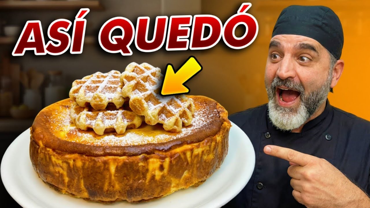 No es la típica tarta de queso: la versión con base de gofre 🧇 que nadie esperaba.