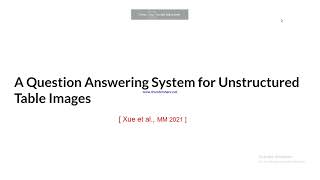 A Question Answering System for Unstructured Table Images | paper reading | AL ML DL CV