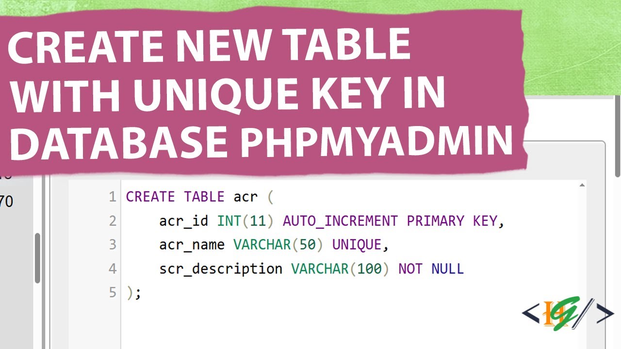 How to Create Table with Unique Key Column via MySQL Query in Database ...