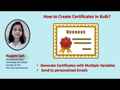 Generate Certificates with Multiple Variables in Bulk and send to personalised Emails.