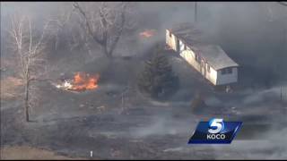 Sky 5 flies over grass fire in Oklahoma City metro