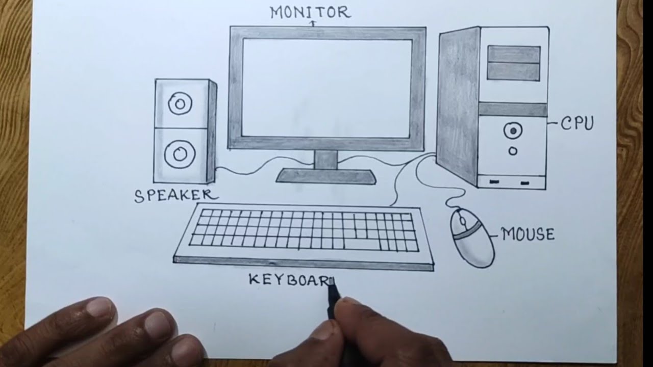Computer Model Example Drawing Easy Easy Computer drawing/ How to draw computer easy way - YouTube