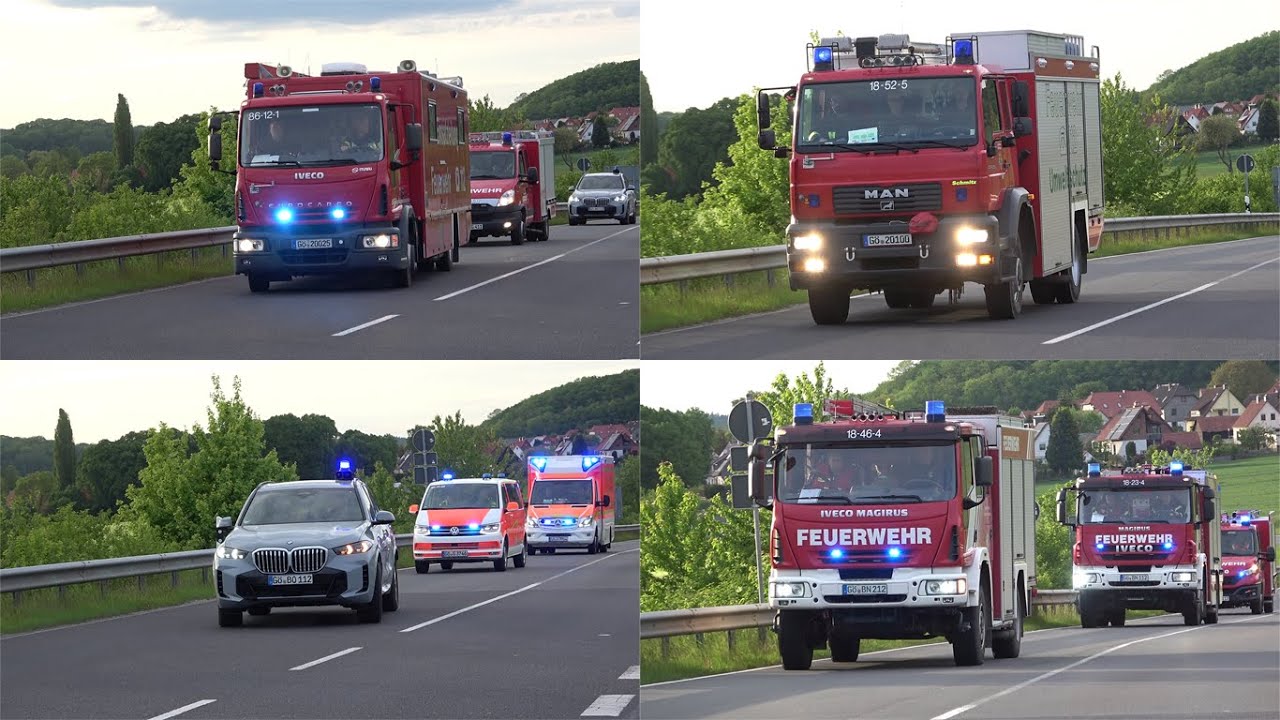 [Feuer nach VU im Heidkopftunnel!] Einsatzfahrten Feuerwehr und Rettungsdienst zur Großübung