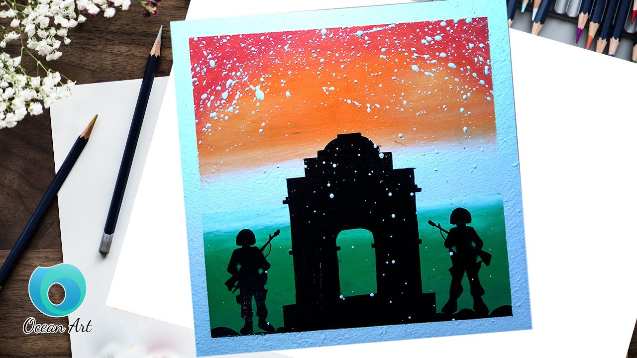 Happy republic day drawing With oil pastels 