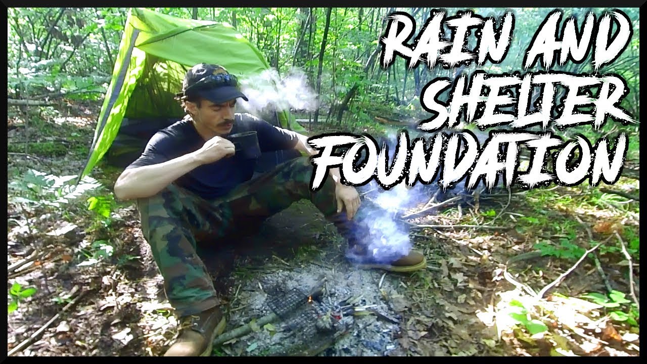 Rainy Camping And Shelter Building Expedition Thunderstorm, Heavy Rain