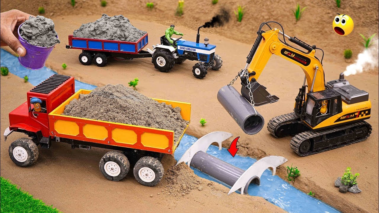 DIY Mini Tractor Builds Real Bridge & Installs Pipe 🚜 | Full Construction Project 