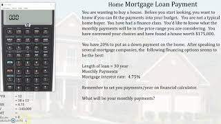 Home Mortgage Loan Payment using HP10bii+