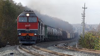 Train video. Freight trains - 65. Russia.