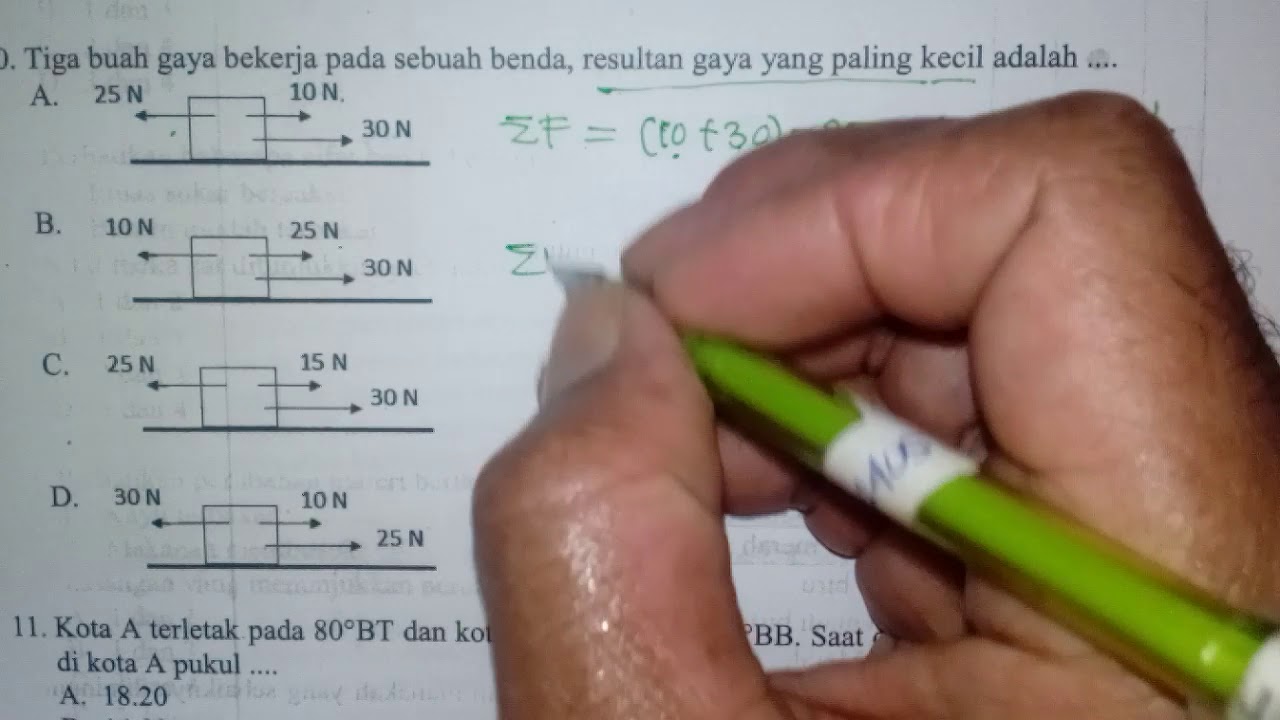 Soal Un Smp Ipa Materi Resultan Gaya