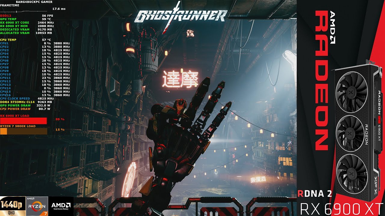Ghostrunner Ray Tracing High Settings 1440p | RX 6900 XT | Ryzen 7 5800X