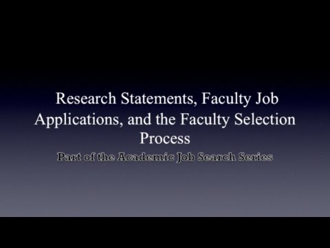 research statements for faculty job applications