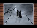 Romantic Couple Picture Drawing | Couple drawing with moon| Pencil drawing
