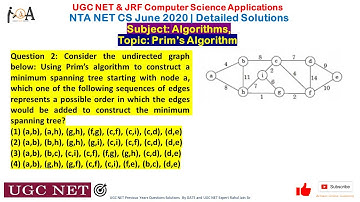 UGC NET & JRF June 2020 Detailed Solutions | Computer Science & Applications Paper 2 Que 2 | Algo