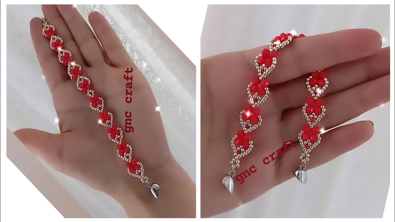 NAR ÇİÇEĞİ KRİSTALLİ BİLEKLİK POMEGRANATE FLOWER CRYSTAL BRACELET