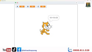 Giải toán bằng Scratch 3.x - Tính tổng A và B nhập từ bàn phím.