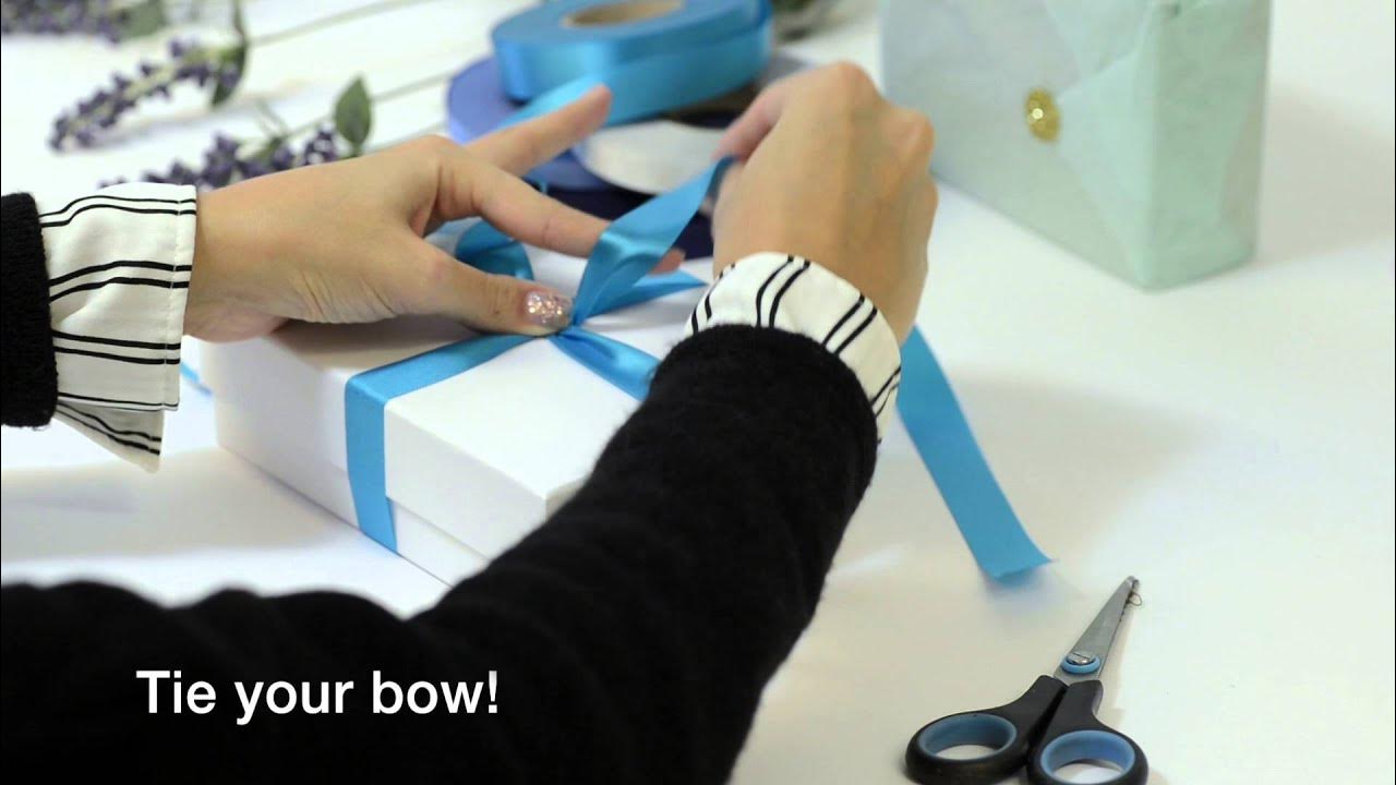 How to Tie a Ribbon: Big & lovely four loop bow on a gift card package or  gift box -Holiday version- 