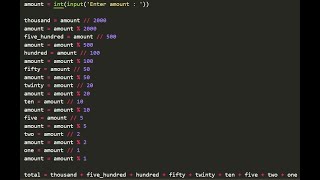 Currency System | Notes Counter | How to create a note counter in python 2022