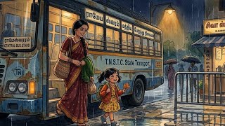 Bangalore to Rameshwaram Rainy Bus Journey 🌧️ | Cozy Mother & Daughter Travel | Ghibli Style Story screenshot 3