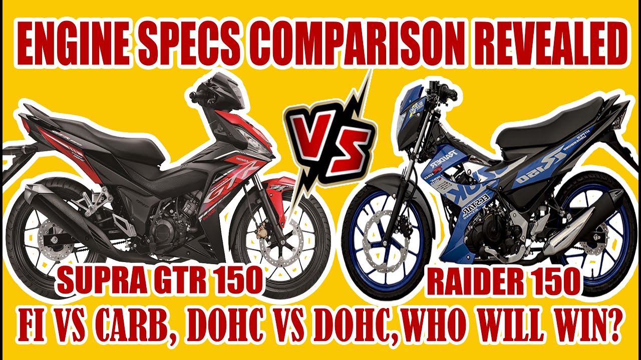 REVIEW RAIDER 150 CARB VS HONDA SUPRA GTR 150 FI FULL ENGINE SPECS REVEALED! MGA KAIBAHAN SA