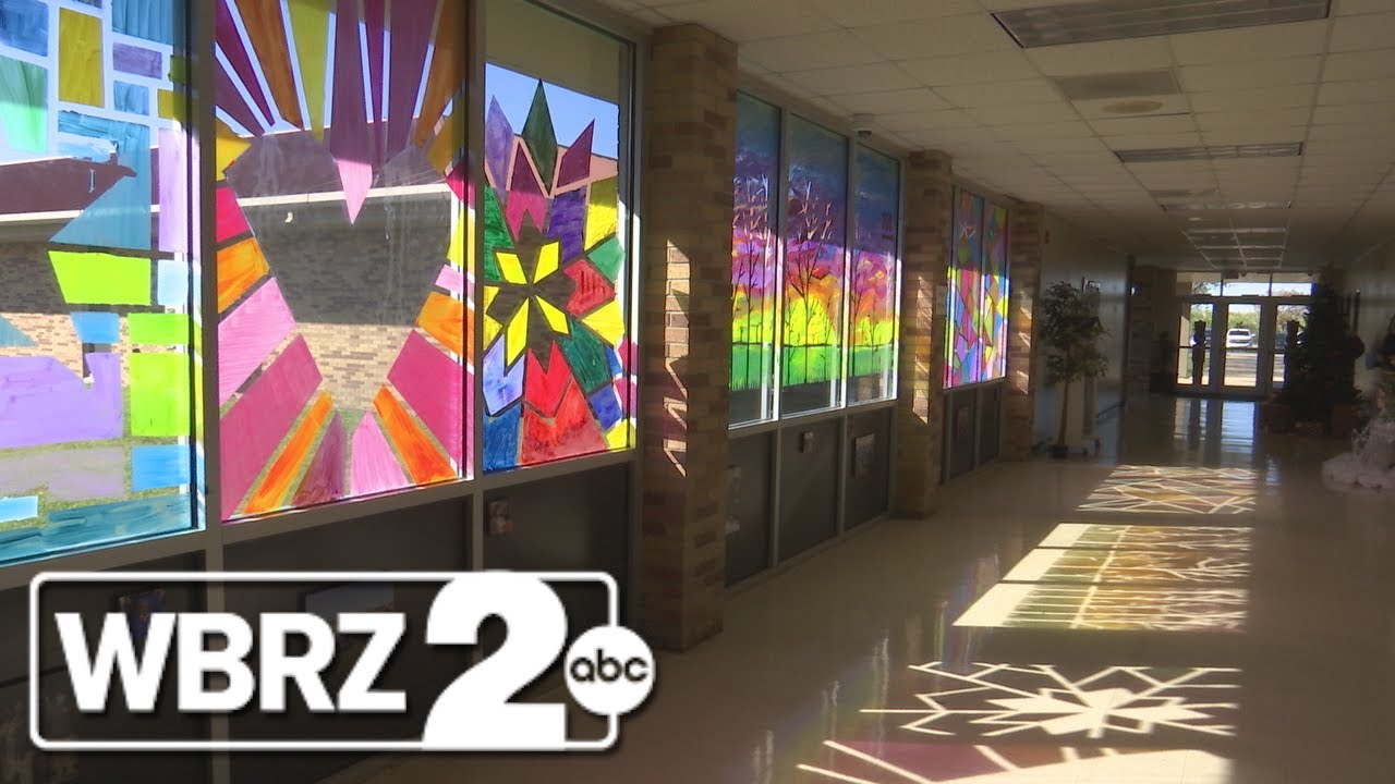 Window murals at Pointe Coupee school showcase students' creativity