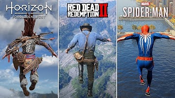 Jumping From HIGH PLACES in 25 Different GamesFalling Animations in 25 Games. @SKGgaming117