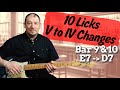 How to play over v to iv in blues  10 licks lesson