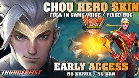 Chou Hero Skin Script with Full Voice - Thunderfist | Fixed Pink Bug - Full Effects | Mobile Legends