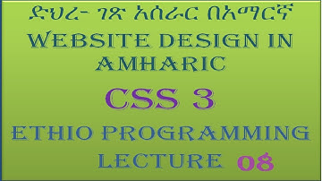Lecture 8: website css color part 1 Programming Tutorial in Amharic | በአማርኛ
