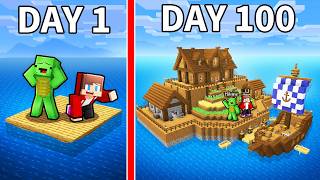 Mikey and JJ Survive 100 Days on a Raft in Minecraft (Maizen)