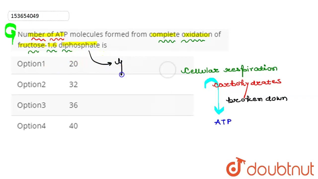 Number of ATP molecules formed from complete oxidation of fructose-1,6 diphosphate is | 12 | RES...