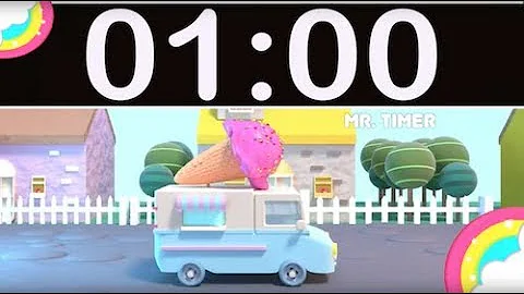 1 Minute Timer Countdown with Music for Kids Ice Cream Truck & Rainbow!