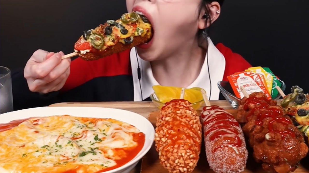 ASMR MUKBANG Spicy Tteokbokki with Cheese & Corn Dogs
