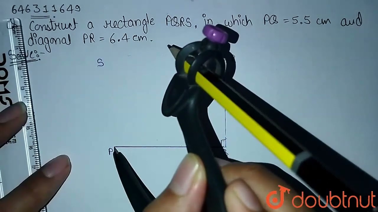 Construct a rectangle PQRS, in which PQ=5.5 cm and diagonal PR=6.4cm. | CLASS 8 | PRACTICAL GEOM...