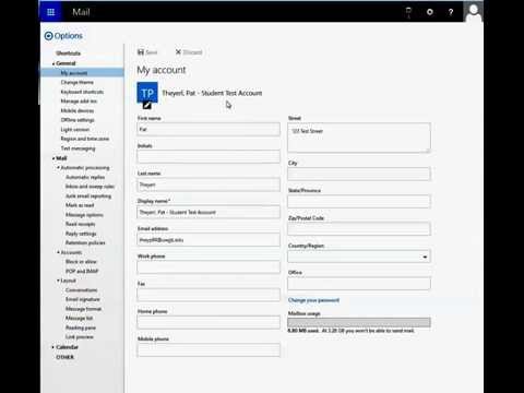 Change your Password in Outlook on the Web; OWA 2016 (no audio)