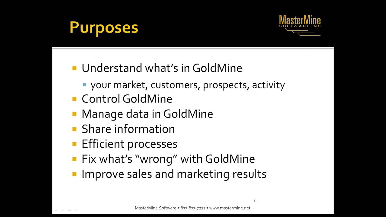 Oct 2015 - End Your Struggles with GoldMine Data with MasterMine