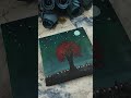 Green🦚  night with red tree🥀#himigouache #painting #tree#mingle of arts.. ✨💚❤️🤍