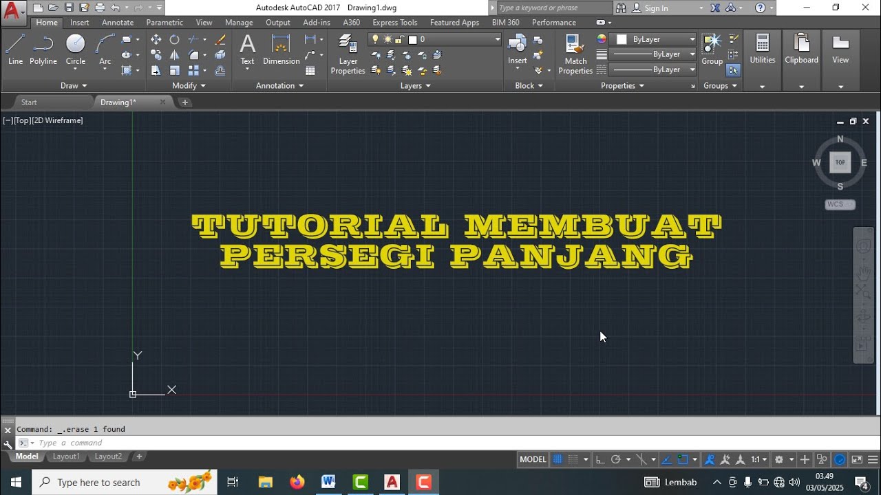 TUTORIAL MEMBUAT PERSEGI PANJANG DI AUTOCAD 2017